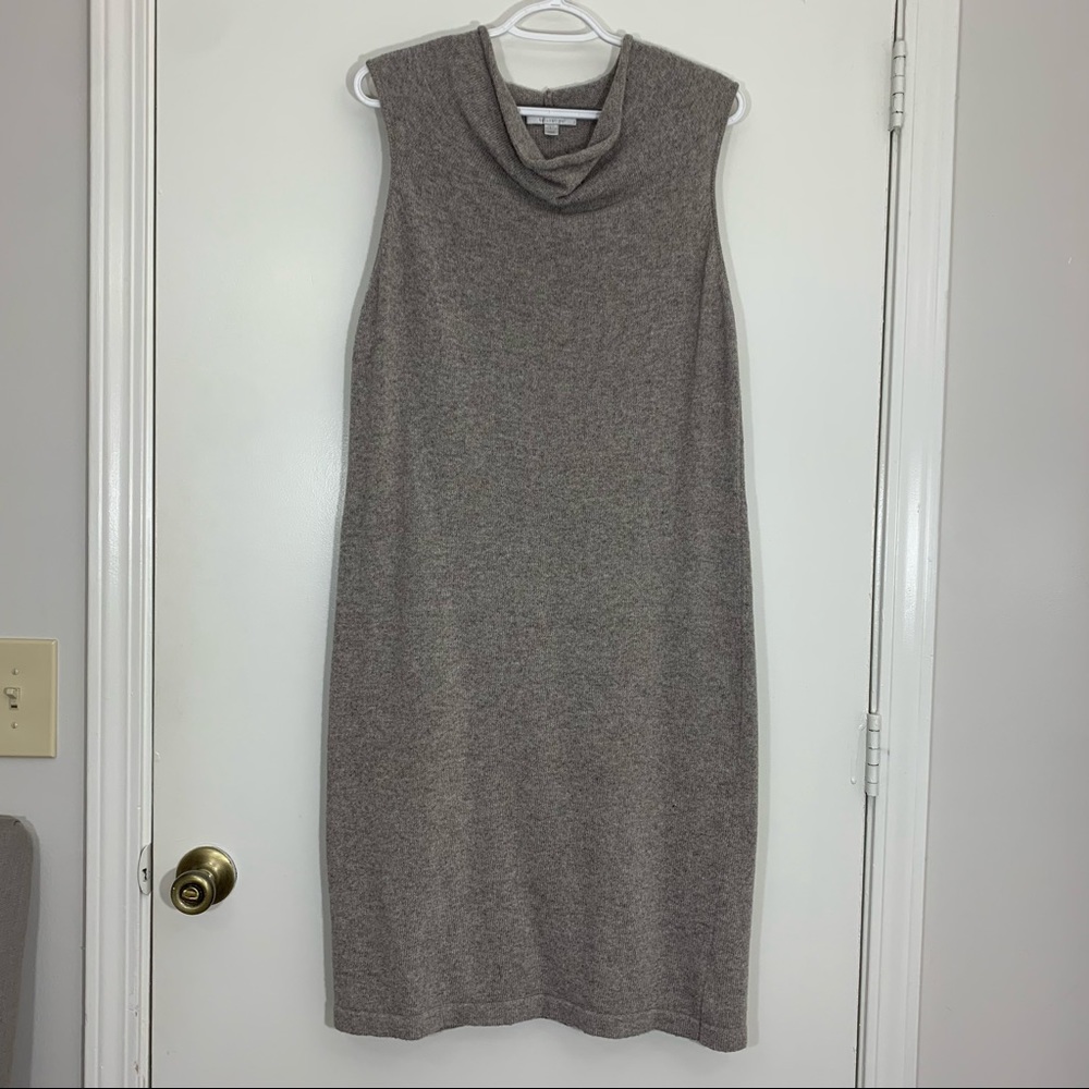 NORDSTROM beige tan cowl neckline sleeveless lightweight sweater dress LARGE